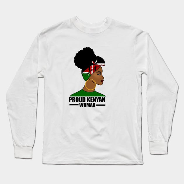 Proud Kenyan Woman, Kenya Flag, Afro African Long Sleeve T-Shirt by dukito